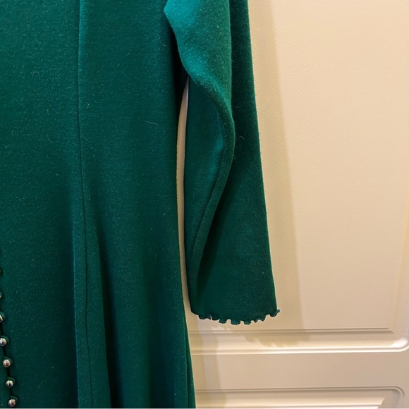 California Rhythms Vintage 90s Green A Line Dress Sz L Back Tie Button Front - Picture 6 of 12